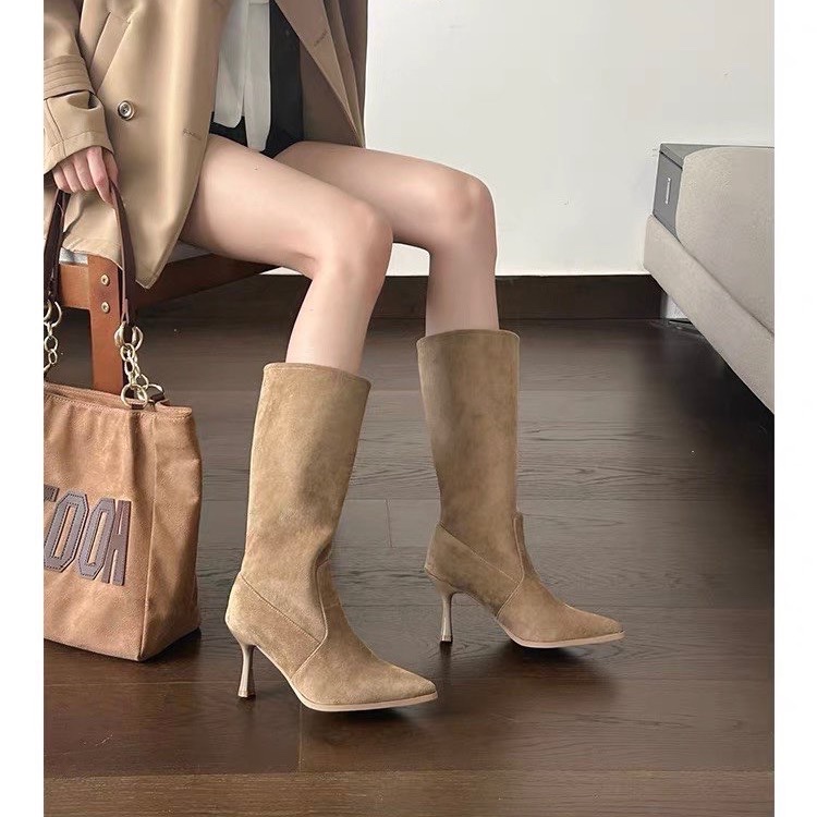 Cow Suede Mid-calf Modern Boot - đánh giá và giá Women Bags On Sale