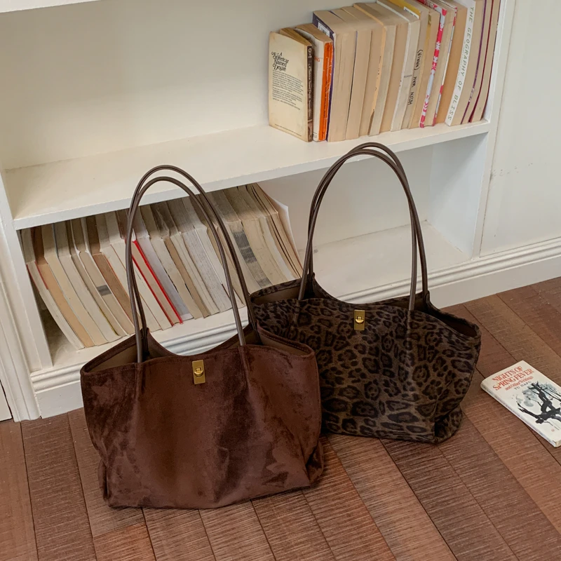 Retro Leopard Print Suede Tote - đánh giá và giá Women'S Bags Handbags